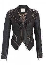 Rocking Cool Black Studded Punk Style Pu Faux Leather Slim Fit Moto Jacket Attitude Clothing Black Studded Leather Jacket Leather Jackets Women