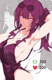 kili kilio, kafka (honkai: star rail), honkai: star rail, honkai (series),  commentary, english commentary, highres, 1girl, arm up, armpits, breasts,  dress, eyewear on head, from side, glitter dress, large breasts, long hair,