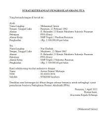 Dan jika ada keperluan anda mungkin anda diminta melampirkan surat keterangan penghasilan. Contoh Surat Keterangan Penghasilan Orang Tua Knownledge Orang Penuaan Cute766
