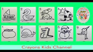 How to turn numbers into cartoon animals! Drawing By Using Numbers 1 9 Using Numbers To Draw Animals Crayons Castle Playschool