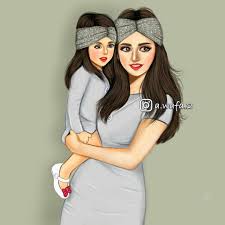 تحبون الطفل البنت لو الولد fashionyista صور كارتونية للحلوات منشن لصديقاتك تشوفهن mother daughter art mother art mother and daughter drawing