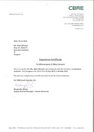 Work Experience Letter Cbre Work Experience No Experience Jobs Work Reference Letter