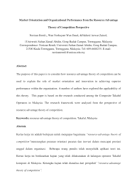 Telah disediakan segala kertas kerja. Pdf Market Orientation And Organizational Performance From The Resource Advantage Theory Of Competition Perspective