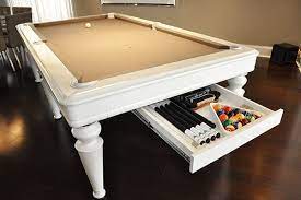 All dining pool tables are available in matching benches, chairs, table top dollys, and cue racks. Dining Conversion Tables Robertson Billiards Pool Table Pool Table Room White Pool Table