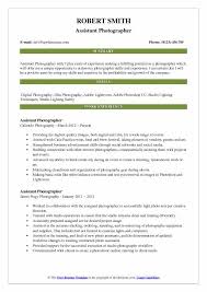 assistant photographer resume samples