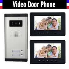 2 Units Apartment Video Intercom System 7 Inch Monitor Video Door Phone Intercom System Wired Home Video Doorbell Kit Video Door Phone Video Doorbell Phone