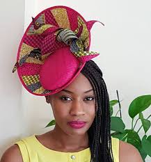 Ankara with fascinator hat (African Fabric Ankara Kente Reversible Medium  Large)
