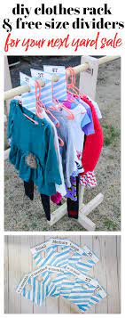 Here is a diy clothes rack with free printable size dividers! Diy Clothes Rack For Garage Sales And Yard Sales