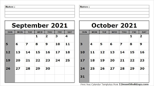 September October 2021 Calendar Printable 2020 Calendar Template Calendar Template Calendar Printables