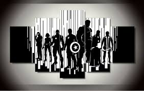 Black And White Wall Art Framed 5 Panels 5 Panels Marvel Avengers Group Artwork Framed Poster Print Canvas Art Multi Piece Framed Canvas Wall Art Avengers Canvas Painting Wall Art Canvas Painting