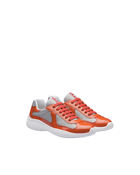 Womens canvas shoes casual cute sneakers low cut lace up fashion comfortable for walking. Orange Silver New America S Cup Bike Fabric Sneakers Prada