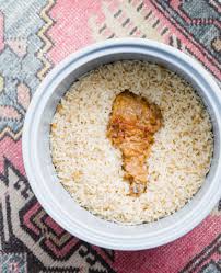 Fried Chicken Rice Fried Chicken Cooked In Rice Cooker Recipe In 2020 Chicken Rice Recipes Cooking Fried Chicken Side Dishes