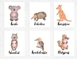 Australian Animal Printables Set Of 6 Australian Animals Nursery Printables Koala Print Wombat Printable Kangaroo Printable In 2021 Baby Animal Art Nursery Printable Animals Australian Animal Nursery