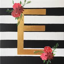 Black And White Flower Painting Ideas Painting Ideas Paint And Sip Nite Letter Monogram Stripes Black And White Flowers Easy Diy Art Monogram Painting Paint And Sip Painting