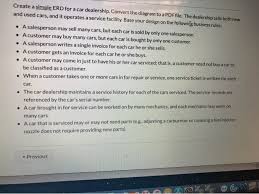 Retailing is changing fast for many car dealers—and their bottom lines. Solved Create A Simple Erd For A Car Dealership Convert Chegg Com