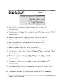 There is also a real gas law which is much more complicated and produces a result which, under most circumstances, is almost identical to that predicted by the free math worksheets. Ideal Ly Gas Law Ist O