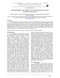 Floating solar plant with lcoe of $0.051/kwh comes online in malaysia. Pdf Measurement Of Global Solar Radiation In Kota Kinabalu Malaysia Kartini Sukarno Academia Edu