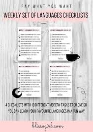 Weekly Set Of Languages Checklists Language Checklists Etsy Learn Another Language Language Learning Languages Tips