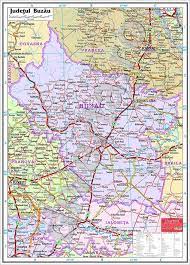 Buzau is situated in central romania, in the north est of the ancient provinces muntenia ro: Buzau Judet Si Imprejurimi Harta De Perete Administrativa Rutiera Turistica 100x140cm Scara 1 121 000 Laminata Baghete