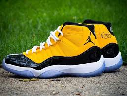 Black And Gold Retro 11 Air Jordan 11 Custom Iowas Yellow Gold And Black High Tops Air Jordans Nike Shoes Women Jordans