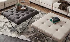 Round leather coffee table ottoman best tufted ottoman leather, source: 5 Tips On Using Ottomans As Coffee Tables Overstock Com