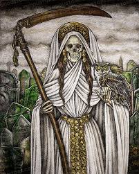 Santa Muerte La Blanca Print Santa Muerte Grim Reaper Art Mexican Folk Art ˈnwestra señora de la santa mweɾte) (spanish for our lady of the holy death), often shortened to santa muerte, is a cult image, female deity. santa muerte la blanca print santa