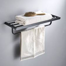 Porte De Serviette En Acier Inoxydable Noir Double Couche Pour Salle De Bains Salle De Bain Noire Acier Inoxydable Noir Etagere Salle De Bain