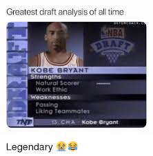 Get the latest news and information on your favorite teams and prospects from cbssports.com. Greatest Draft Analysis Of All Time Nba Draf Gotemcoach C Kobe Bryant Strengths Natural Scorer Work Ethic Nbamemes Weaknesses Passing Liking Teammates 13 Cha Kobe Bryant Legendary Kobe Bryant Meme