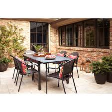 Garden Treasures Pelham Bay Rectangle Extendable Outdoor Dining Table 61 In W X 37 In L Lowes Com Outdoor Dining Table Steel Dining Table Pelham Bay