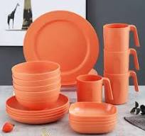 Orange Glaze RPET Plastic Kitchen Wholesale Dinnerware Set