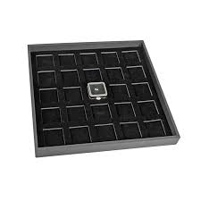 Black Leatherette Gemstone Display Tray For 25 Single Boxes Laval Europe