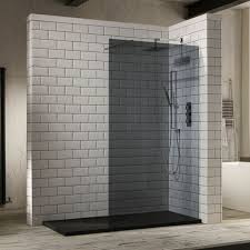Glass bathroom doors that fog when locked up. Aquaglass 900mm Walk In Shower Panel Smoked Glass F01414