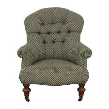 70 Off Green And White Tufted High Back Armchair Chairs