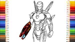 Iron man drawing full body. Iron Man Avengers Infinity War Coloring Pages Cannon Arm Mark 50 Iron Man Youtube