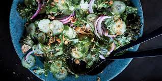Kale And Cucumber Salad With Roasted Ginger Dressing Recipe Epicurious Com Ginger Recipes Kale Salad Recipes Kale Salad