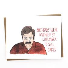 This is a reproduction of my original watercolor painting that has been professionally printed cute birthday card for him or her, handmade from recycled cardstock and stickers. Ron Swanson Birthday Card Etsy