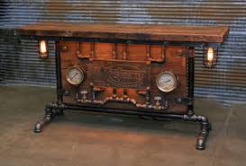 Steampunk Industrial Barn Wood Steam Gauge Table Hallway Sofa Table 2076 Vintage Industrial Furniture Barn Wood Antique Barn Wood