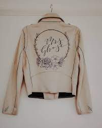Hand Painted Leather Jacket For Weddings Birthdays And Other Special Events Floral Painted Leather Jacket Leather Jacket Wedding Hand Painted Leather Jacket