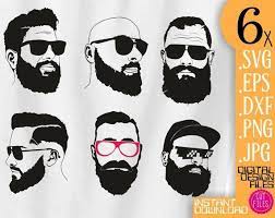 6x Beard Man Bundle Svg Glasses Hairstyle Men Clipart Short Beard File Hipster Beard Silhouette Top Haircuts For Men Hair Myth Hipster Beard