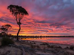 Sunset is the time at which the sun disappears below the horizon in the west. Sunset Sky Red Clouds Lake Magic In Hyden Australia Near The Wave Rock Resort Wallpapers Hd Wallpapers13 Com