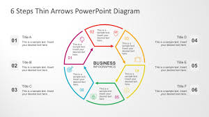 6 Steps Circular Thin Arrows Powerpoint Diagram