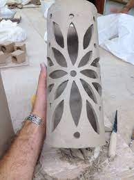 Another Ceramic Lantern I Made Slab Rolled Over A Plastic Tube Removed The Tube Waited Till Leather Hard And Slab Ceramics Ceramic Lantern Handmade Pottery