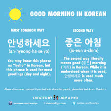 The phrases may differ from place to place but still it is. How To Say Good Morning In Korean Learn Korean With Fun Colorful Infographics Dom Hyo
