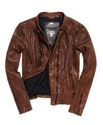 Superdry Silka Leather Biker Jacket Brown Jackets Men Fashion Mens Jackets Casual Leather Jacket Men