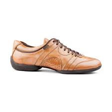 The leather outsole has rubber inserts and is sewn. Portdance Mens Sneakers Pd Casual Leather Camel Brown