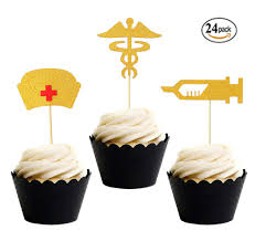 How to plan a graduation party step by step. Nursing Graduation Cupcake Toppers Gold Glitter Cake Toppers Food Picks For Nurse Graduation Medical Rn Themed Nursing Grad Party Decorations By Ucity Amazon In Grocery Gourmet Foods