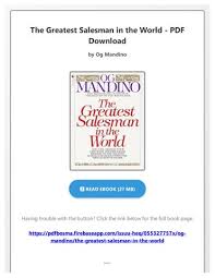 PDF The Greatest Salesman in the World by Og Mandino by AufderharPhDic