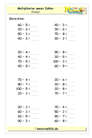 Klasse und matheaufgaben zum schriftlichen dividieren. Multiplikation Mit Zehnerzahlen Klasse 3 Kostenloses Arbeitsblatt Mit Losungen Als Pdf Down Multiplikation Mathematik Lernen Klassenarbeiten Mathe Klasse 4