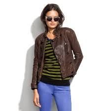 Madewell Brown Belted Leather Bomber Coats Jackets Women Denim Jacket Women Clothes