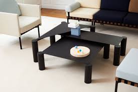 Spanish Designer Max Enrich Has Contrasted Simple Geometric Panels With Bulky Tubular Legs To Creat Coffee Table Nesting Coffee Tables Geometric Coffee Table